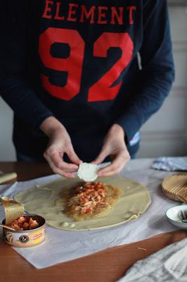 Trenza de pollo y queso de cabra , ideas para cenar Trenza de pollo y queso de cabra , ideas para cenar