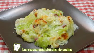 Receta de repollo gratinado con salsa bechamel