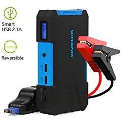 Superpow 800A Batería Arrancador de Coche, Jump Starter Portátil QC 3.0 para Emergencia con Pinzas Inteligentes, LED, USB Puertos (Para vehículo hasta 5.2L de Diesel o 6.5L de Gasolina)