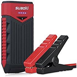 Suaoki T10 - Arrancador de Coche 12000mAh, 400A Jump Starter Cargador de 12V Batería Para Vehículo (Batería Externa, LED, Arranque Kit Para Coche) Negro&Rojo