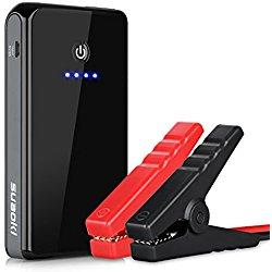 Suaoki K12 - Jump Starter de 8000mAh 300A Batería Arrancador de Coche (Diseño Delgado, Batería Externa Portátil, Arranque Kit para Coche, LED) Negro