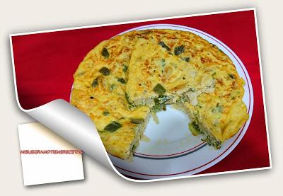 TORTILLA DE BACALAO Y PIMIENTOS VERDES