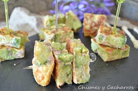 Tortilla de brócoli con jamón