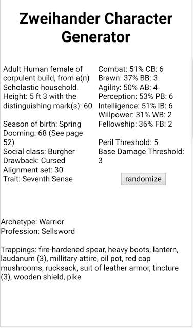 Random Character Generator y mas para Zweihänder RPG