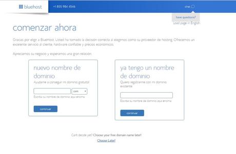 Elegir un nombre de dominio para tu blog en Bluehost. Que sea algo unico y represente el tema de tu blog.