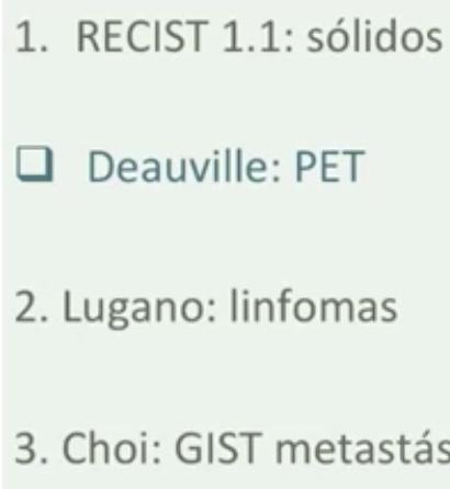 Criterios de respuesta tumoral en oncologia Recist 1.1