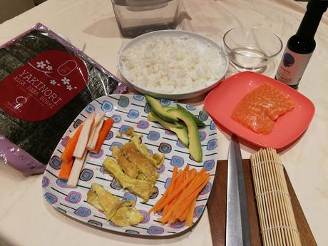 Preparando sushi en familia