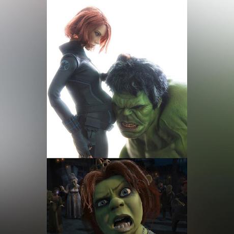 Cómo sería un hijo  hija de Viuda Negra y Hulk?