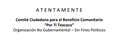Presentación de objetivos del Comité Ciudadano para el Beneficio Comunitario.
