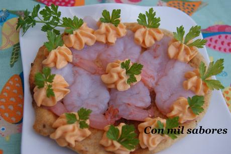 CRUJIENTE DE CARPACCIO DE LANGOSTINOS CON MAYONESA DE MARISCO CRUJIENTE DE CARPACCIO DE LANGOSTINOS CON MAYONESA DE MARISCO