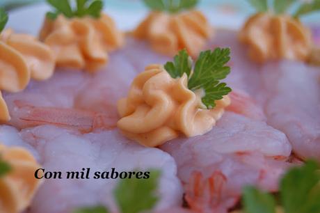 CRUJIENTE DE CARPACCIO DE LANGOSTINOS CON MAYONESA DE MARISCO CRUJIENTE DE CARPACCIO DE LANGOSTINOS CON MAYONESA DE MARISCO