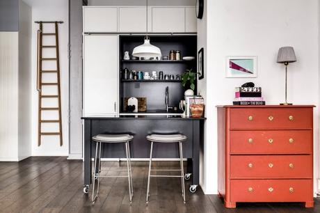 estilo escandinavo espacio diáfano cocina abierta Apartamento tipo loft 