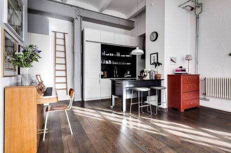 estilo escandinavo espacio diáfano cocina abierta Apartamento tipo loft 
