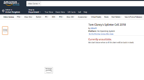 Splinter Cell para este año según Amazon