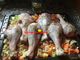 MUSLOS DE PAVO AL HORNO CON VERDURAS