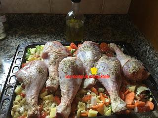 MUSLOS DE PAVO AL HORNO CON VERDURAS