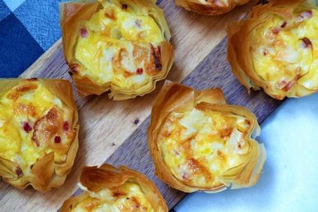 Quiches de masa filo con jamón ibérico y puerro jamon iberico
