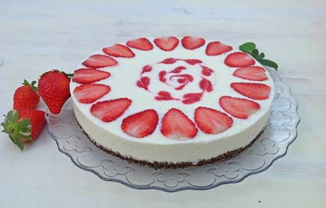 Tarta de queso y fresas