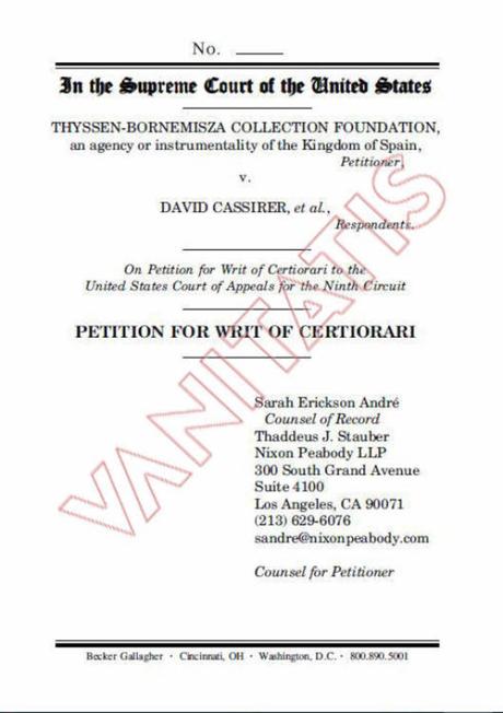 Extracto de la documentación relativa al litigio entre la Fundación Thyssen y la familia Cassirer. 