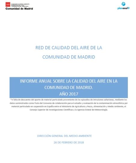 Informe sobre la Calidad del Aire en la Comunidad de Madrid en 2017