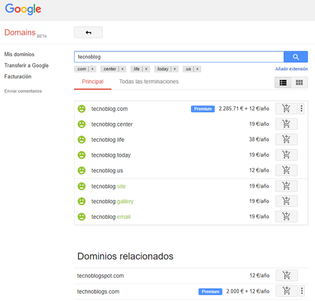 Google Domains - Palabras Relacionadas