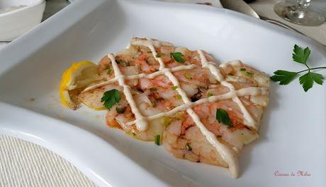 Carpaccio de langostinos con puré de bacon ahumado y vinagreta de Módena #unpocomasdemundo Carpaccio de langostinos con puré de bacon ahumado y vinagreta de Módena #unpocomasdemundo