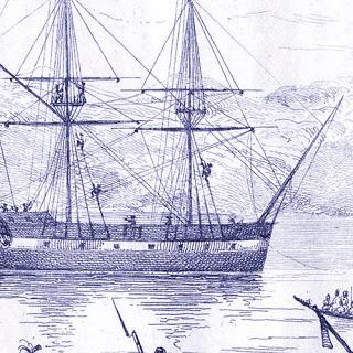 El velero Boyd, fondeado en la bahía de Whangaroa