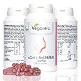 Acai + Cetona de Frambuesa de Vegavero | Mejora el metabolismo – antioxidante – energético | 90 cápsulas calidad certificada | alta dosis | 100% Vegano