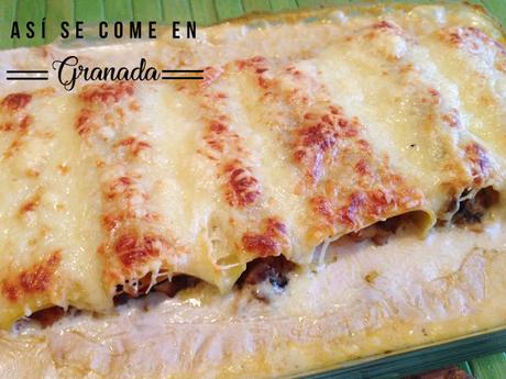 Canelones de merluza y gambas con Dietbox Canelones de merluza y gambas con Dietbox