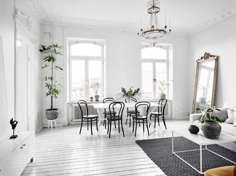 suelo blanco pisos suecos estampados decoración interiores comedores nórdicos comedor madera comedor de estilo escandinavo 