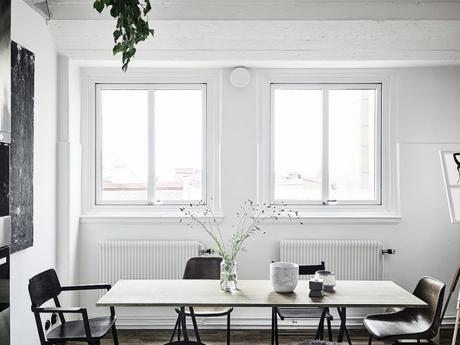 suelo blanco pisos suecos estampados decoración interiores comedores nórdicos comedor madera comedor de estilo escandinavo 