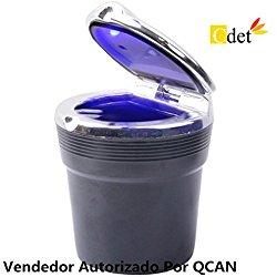 Cdet Coche cenicero coche con cinturón con cinta sellada con luces LED cenicero portátil para coche Negro