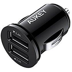 AUKEY Cargador de Coche con Doble Puerto Cargador Móvil 24W / 4,8A con Tecnología AiPower Adaptador de Coche para iPhone X / 8 / 8 Plus / 7, iPad Air / Pro, Samsung, HTC, LG y más
