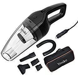 Aspirador de coche, Ymiko Auto Aspiradora DC 12V 120W 4kPA Aspirador de coche Mojado / Seco portátil de alta potencia con 16.4FT de cable de alimentación, una bolsa de transporte (negro)