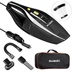Suaoki - Aspirador de Coche 12V, Aspirador de Mano Portátil 120w para Vehículos con 4000Pa Potente Aspiración (5M Cable, 2 filtros HEPA, Bolsa de Transporte y otros Accesorios Complementarios)