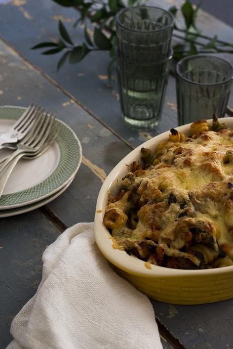 PASTA AL HORNO CON VERDURAS Y GARBANZOS