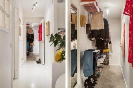 walk in closet piso pequeño nórdico piso diáfano pequeño piso escandinavo hogar para fashionistas cocina para foodies 