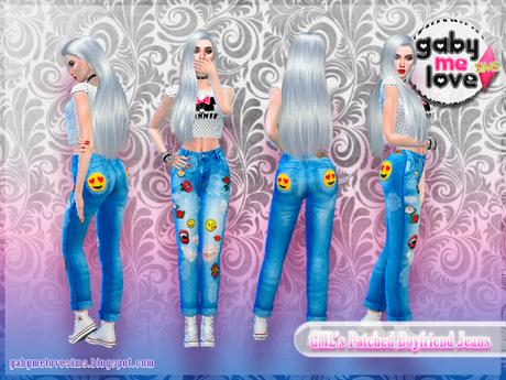 [Gabymelove Sims] GML’s Patched Boyfriend Jeans, Estilo 2