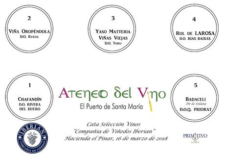 ATENEO DEL VINO: Presentación y cata de vinos de «Compañía de Viñedos Iberian» de El Puerto: Viernes 16 de marzo de 2018