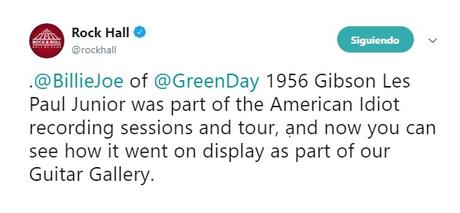 ¡¡La guitarra de Billie Joe Armstrong en el Rock &Roll; Hall of Fame!!