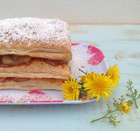 Milhojas de plátano caramelizado