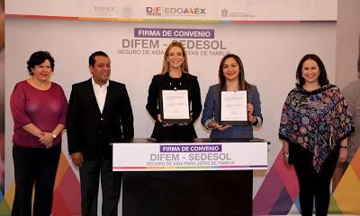 FIRMAN DIFEM Y SEDESOL CONVENIO PARA FORTALECER EL PROGRAMA SEGURO DE VIDA PARA JEFAS DE FAMILIA