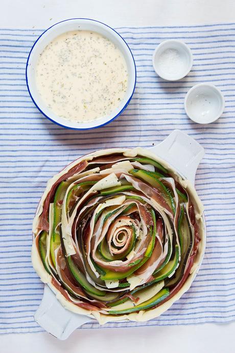 Quiche espiral de jamón y verduras