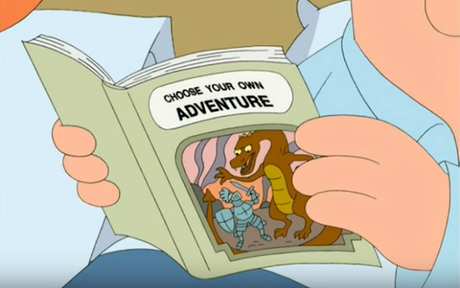 Peter Griffin jugando a Escoge tu propia Aventura (Family Guy)