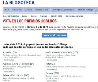 Premios 20 Blogs 2018