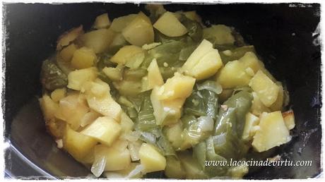 Patatas y pimientos cocción lenta