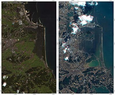 Imágenes satélite de los efectos del terremoto y tsunami en Japón