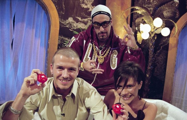 David and Victoria Beckham are still smiling after a grilling from Ali G