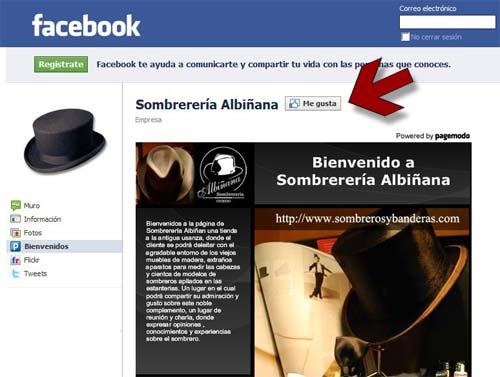 Página de Sombrerería Albiñana en Facebook