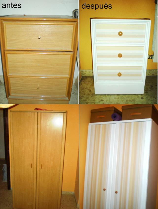 Antes y después de los muebles del dormitorio de Montse